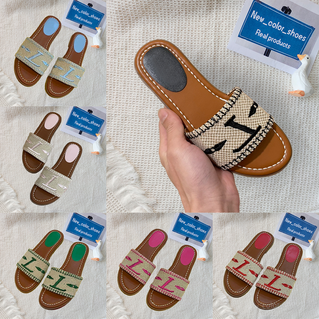 Raffia Embroidered Flat Mules designer slippers beach women shoes Pine Flat Bottom Sandal Comfortable Letters Black Brown Fuchsia flat slides luxury womens sandal
Raffia Embroidered Flat Mules designer slippers beach women shoes Pine Flat Bottom Sandal Comfortable Letters Black Brown Fuchsia flat slides luxury womens sandal