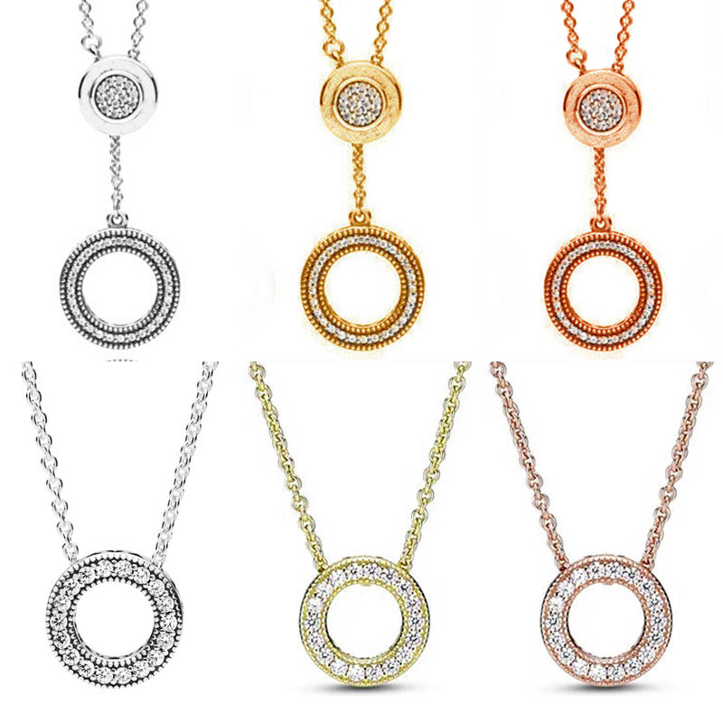 925 Silver Fit Pandora Necklace Pendant heart women fashion jewelry Logo Signature Circle Sliding Radiant Hearts Forever Collier
925 Silver Fit Pandora Necklace Pendant heart women fashion jewelry Logo Signature Circle Sliding Radiant Hearts Forever Collier