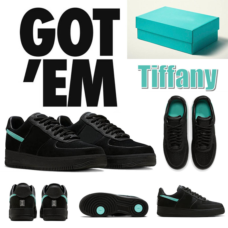 2023 With Box Tiffany & Co. Running Shoes Airforce 1 1837 Black Blue Dhgates Platform Mens Women Af1 Skate Low DZ1382-001 Trainers Eur 36-45