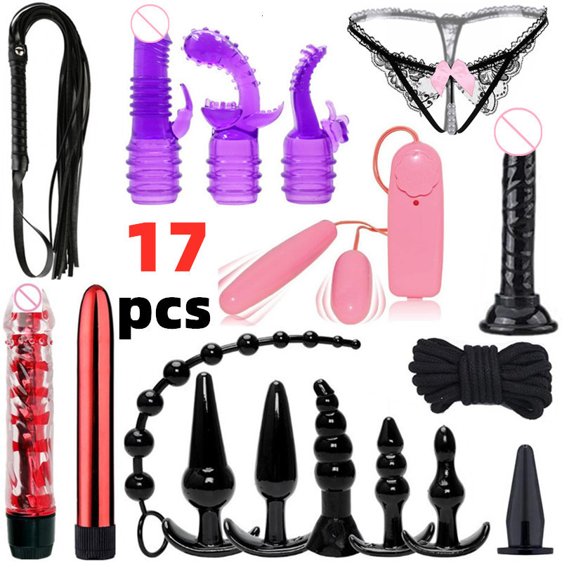 Bondage Sex Toys For Couples Erotic Vibrator Anal Bead Butt Plug Whip Rope G Spot Stimulator Dildo BDSM Set Fetish Adult Game 230307