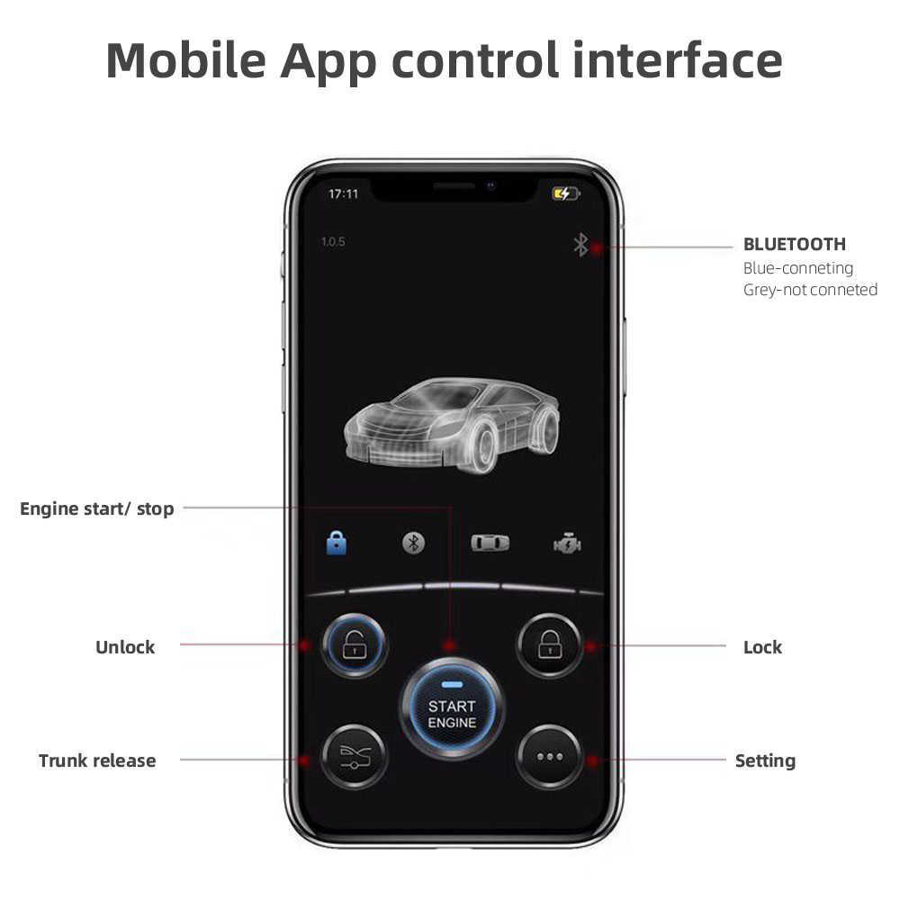 New New New Remote Start Stop Kit Bluetooth Mobile Phone APP Control Engine Ignition Open Trunk PKE Keyless Entry Car Alarm