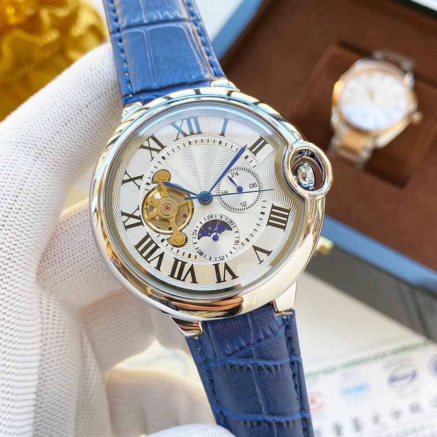 Full Brand Wrist Watches Men Style Automatic Mechanical Luxury With Logo Leather Strap Clock CA 79