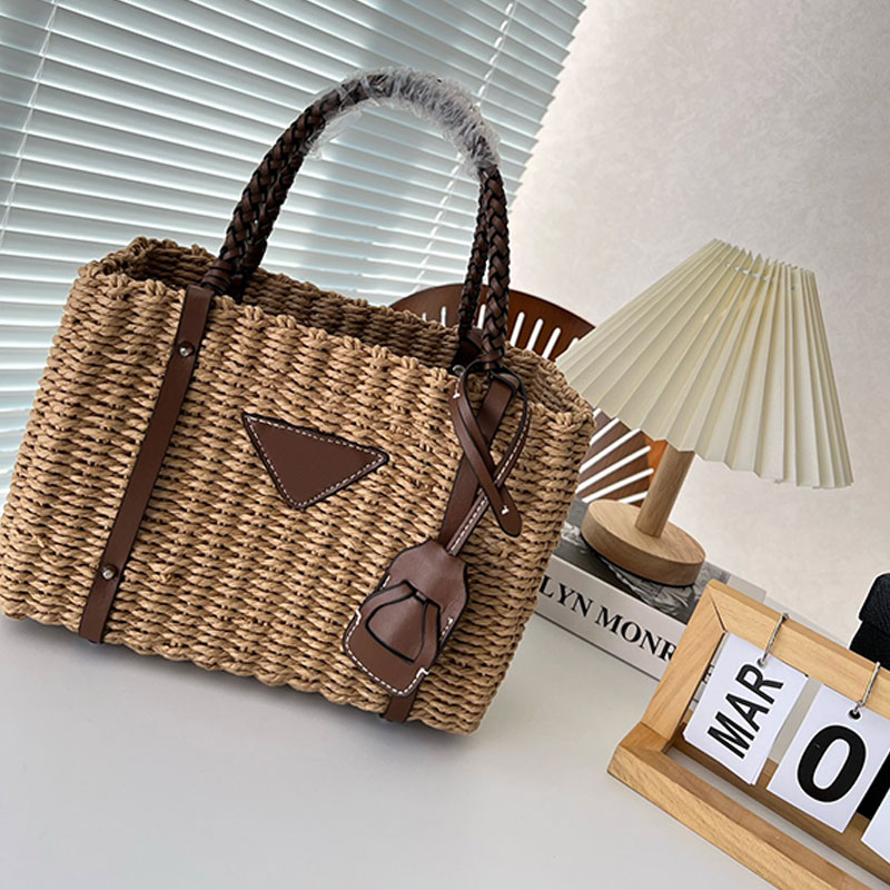 Straw Bag Shopping Bag Women Handbag Tote Purse Braided Handle Fashion Letter Triangle Decoration Woven And Genuine Leather Large Capacity Handbags High Quality, Brown
Straw Bag Shopping Bag Women Handbag Tote Purse Braided Handle Fashion Letter Triangle Decoration Woven And Genuine Leather Large Capacity Handbags High Quality, Brown
