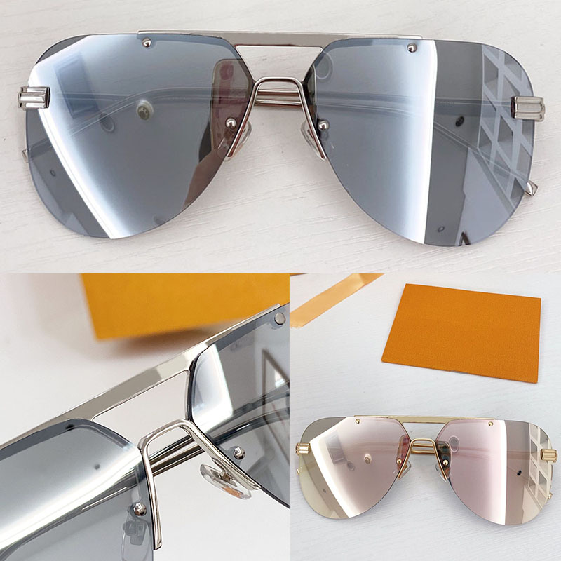 Reflective mirror lens Sunglasses Luxury Frameless Shades Metal Rimless shades mens lightweight Metallic S lock hinges sunglasses women Z1261 Classic glasses