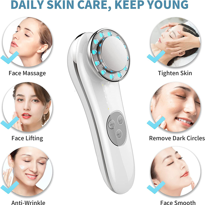 Face Massager 7 in 1 Skin Care Tools Lifting Device Red Blue Light Tighten High Frequency Galvanic Machine 230307