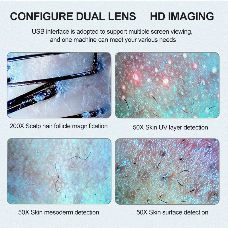Face Care Devices Skin Hair Scalp Detector Follicle Oil Moisture Magnifying 11 Inch HD LCD Screen Microscope Tester 230307