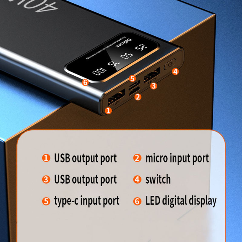 40W Fast Charging Power Bank Portable 20000mAh Charger Digital Display External Battery Pack for iphone Xiaomi Samsung
