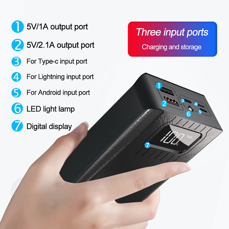 Fast Charging Power Bank 30000mah High Capacity Portable Charger Digital Display External Battery Flashlight for Xiaomi IPhone