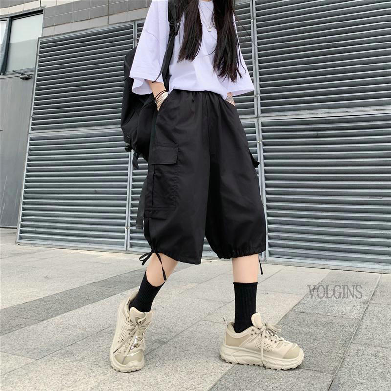 Women's Shorts Cargo Men Women 2023 Summer Korean Style High Waist Casual Straight Wide Leg Students Loose Wild Pants 230308