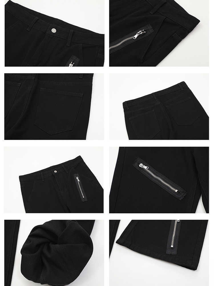 Men's Jeans HOUZHOU Punk Bootcut Jeans Men Slim Zipper Denim Pants Bell Bottoms Hip Hop Black Trousers Male Streetwear Japanese Casual Z0301