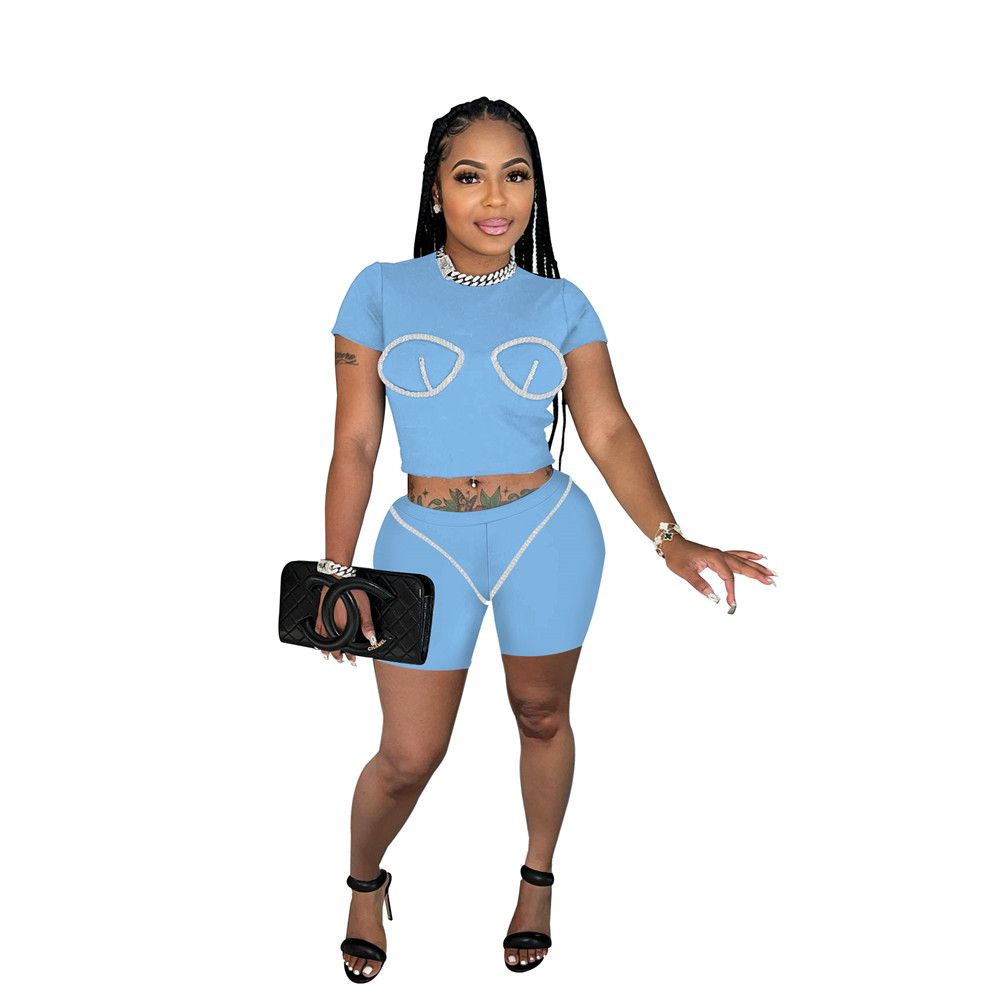 NEW Designer Summer Tracksuits Two Piece Sets Women Outfits Solid Short Sleeve T-shirt and Shorts Casual Print Sportswear Bulk items Wholesale Clothin