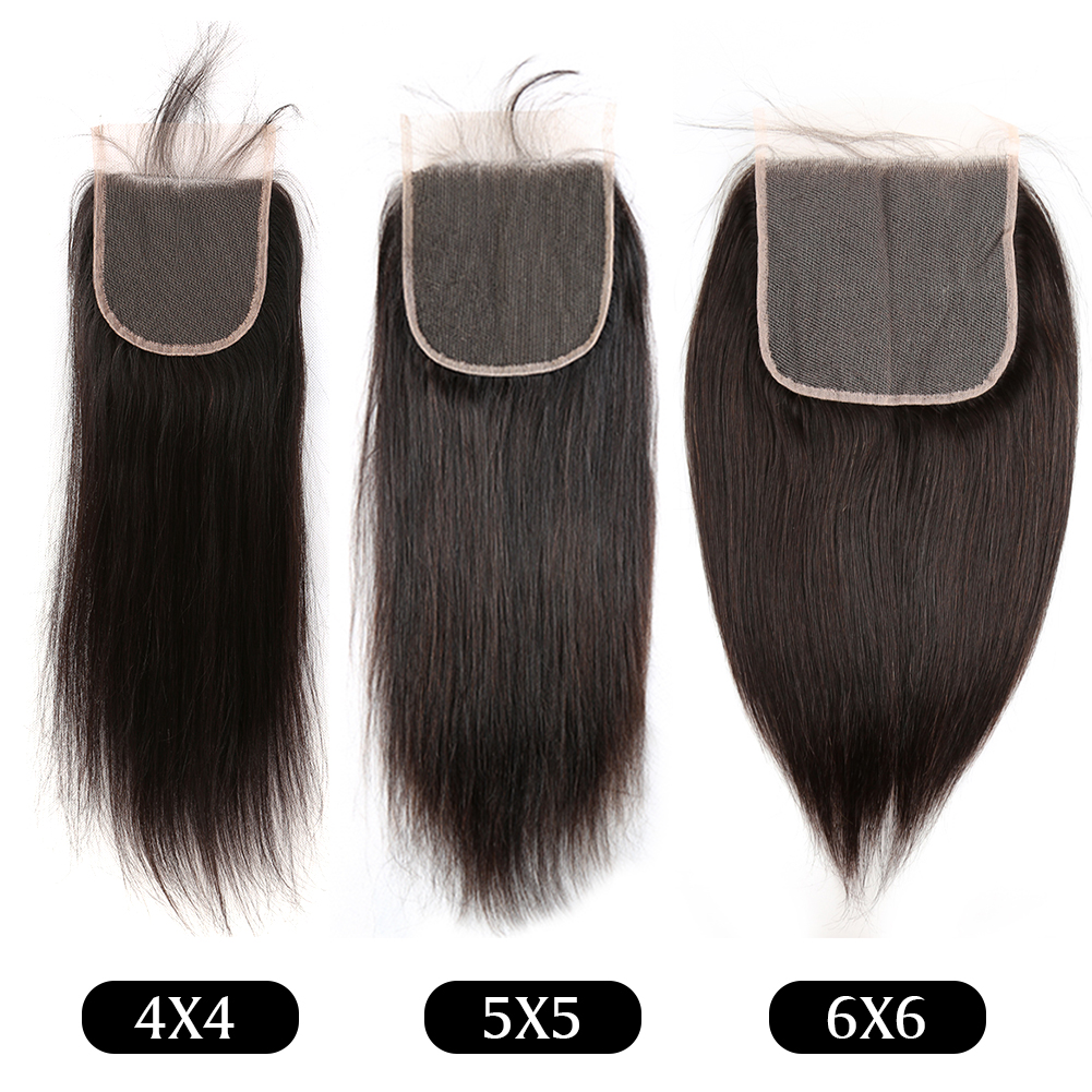 Real Swiss Top Closure Hairpieces Silky StraightTransparent Pre-Plucked Unprocessed Peruvian Virgin Human Hair Lace Closures 4x4 5x5 6x6 Greatremy