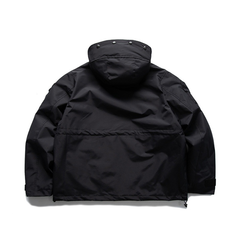 Mountain Series Outdoor Multi-Pocket Hooded Cargo Jackets Japanese Streetwear Waterproof Coat Harajuku Casual Tops Men Clothing