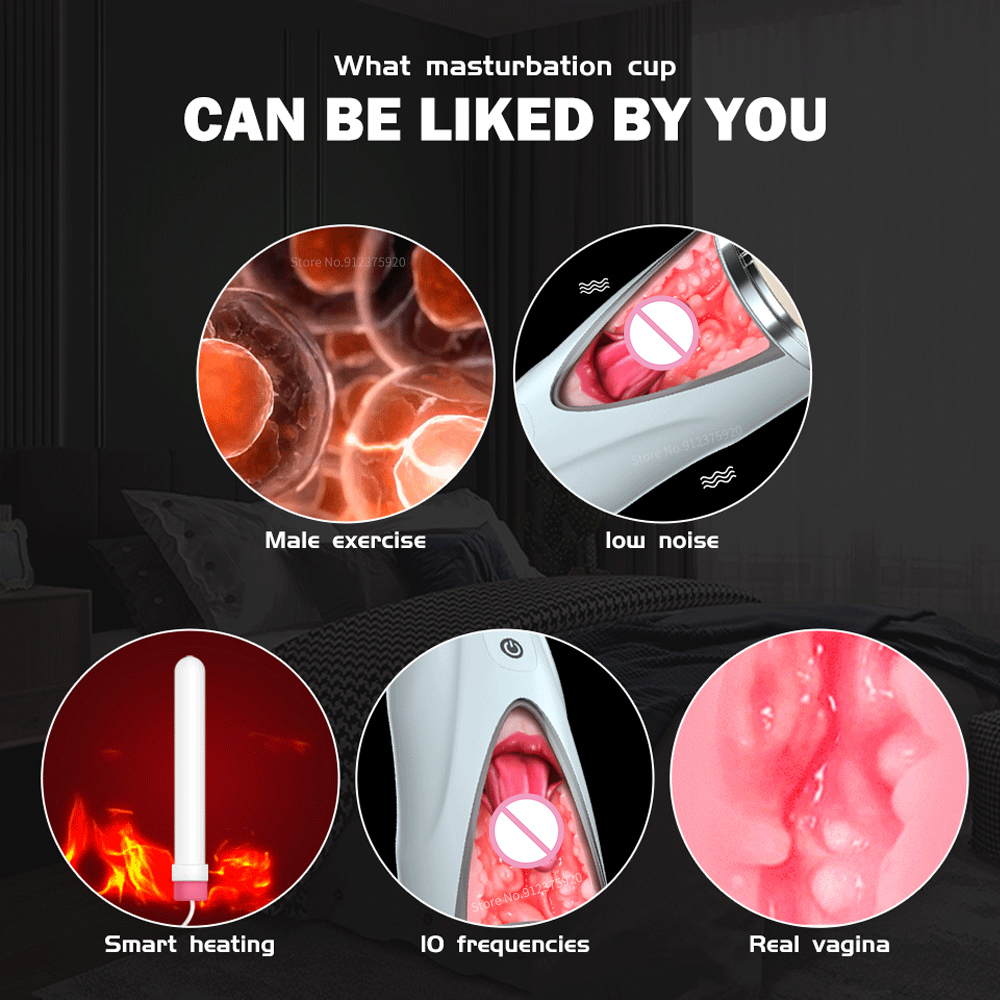 Masturbators Tongue Licking Automatic Male Masturbator Sex Toys for Men Masturbation Cup Realistic Vagina Vibrator Pussy Blowjob Simulator 230307