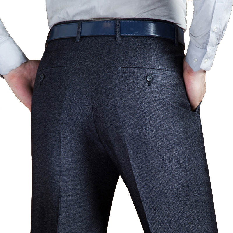 Men's Pants Autumn Winter Thick Double Pleated Dress Trousers Men High Waist Loose Business Casual Suit Middleaged Mens 230307