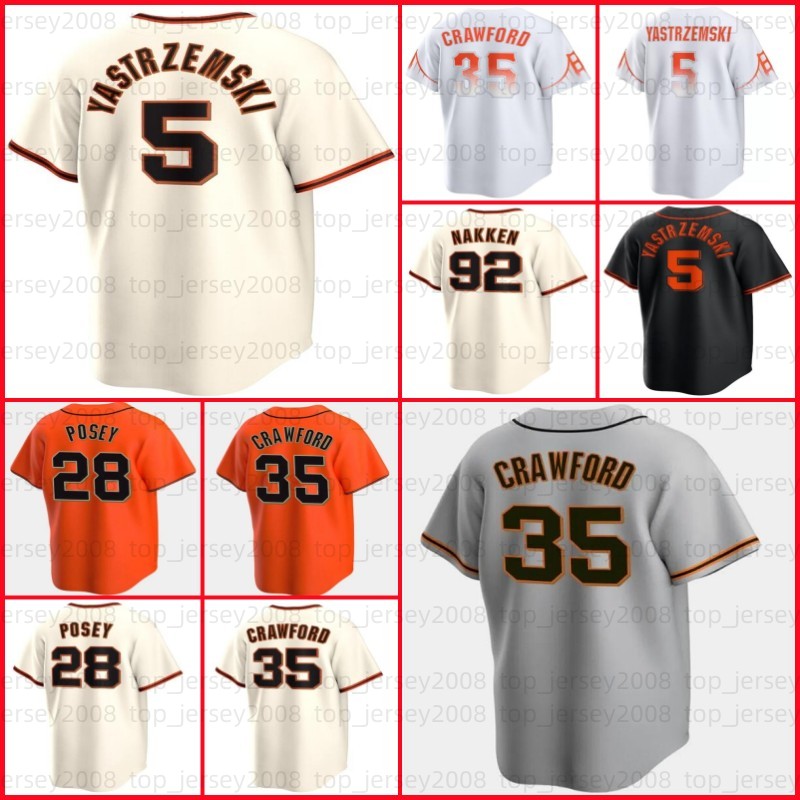 35 Brandon Crawford Baseball Jersey 28 Buster Posey Evan Longoria 5 Mike Yastrzemski Brandon Belt Joc Pederson Jerseys Barry Bonds Yermin Mercedes 23