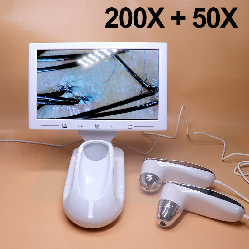 Face Care Devices Skin Hair Scalp Detector Follicle Oil Moisture Magnifying 11 Inch HD LCD Screen Microscope Tester 230307