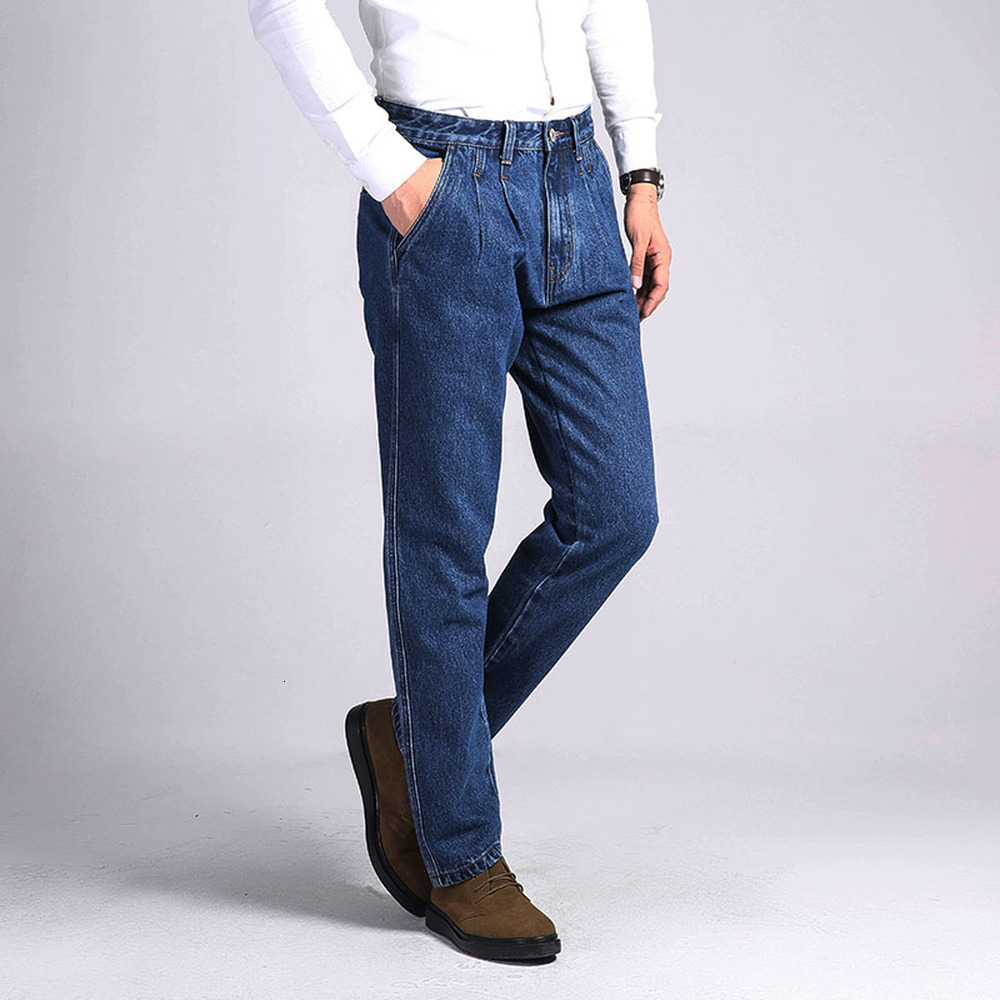 Men's Jeans TIGER CASTLE Mens 100% Cotton Thick Jeans Denim Pants Fashion Blue Baggy Male Overalls Classic Long Quality Spring Autumn Jeans 23030