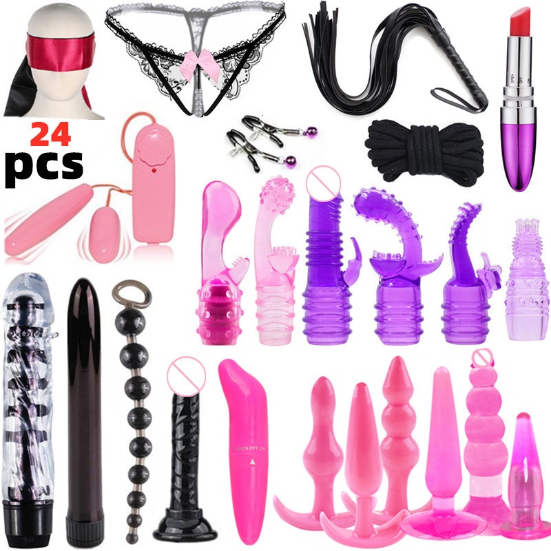 Bondage Sex Toys For Couples Erotic Vibrator Anal Bead Butt Plug Whip Rope G Spot Stimulator Dildo BDSM Set Fetish Adult Game 230307
