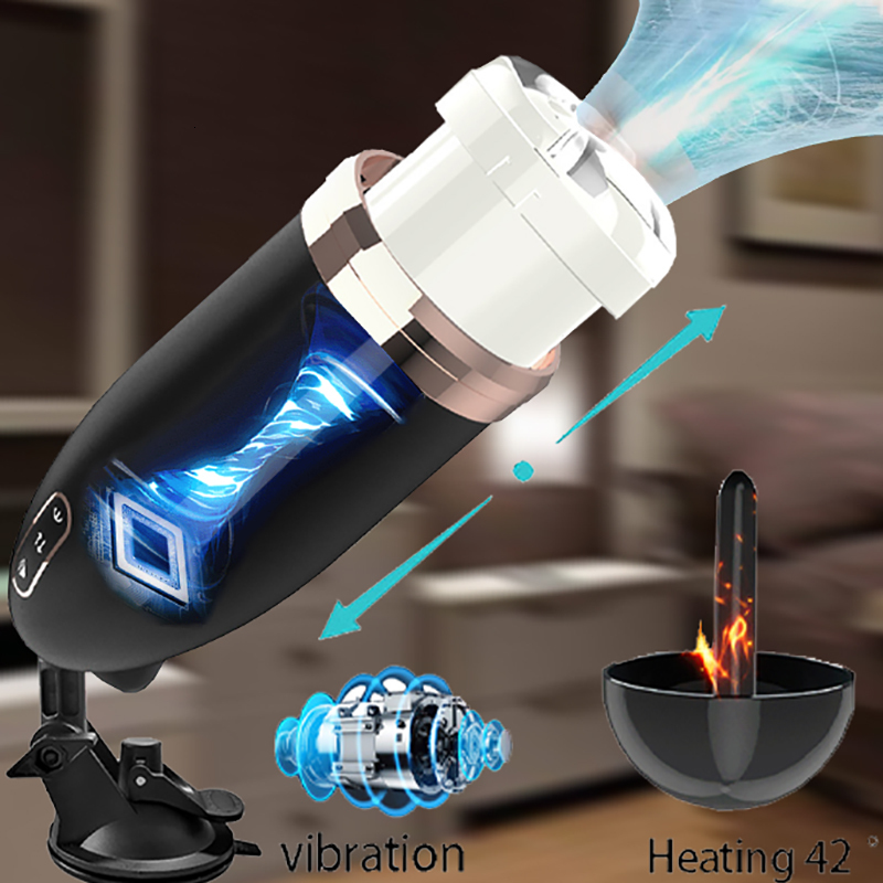 Masturbators Automatic Man Masturbator Telescopic Vibration Blowjob Sucking Machine Vagina Masturbation Cup Sex Toys Adult Goods for Men 230307