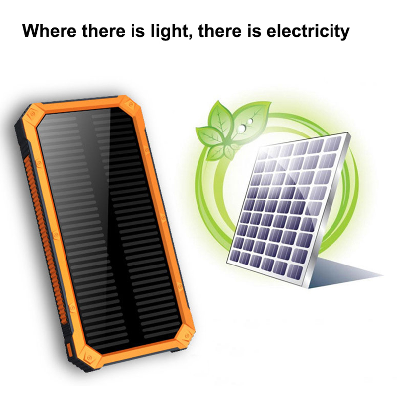 20000mAh Solar Power Bank Two-way Fast Charging High capacity External Battery with Indicator Light for Outdoor Xiaomi Iphone