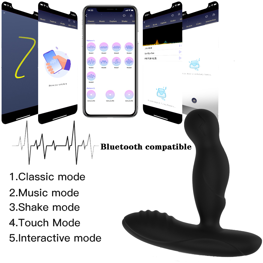 Anal Toys Wireless App Vibrators For Men Tapon Plug Vibrator Male Prostate Massager 360 Degree Rotation Stimulator 230307