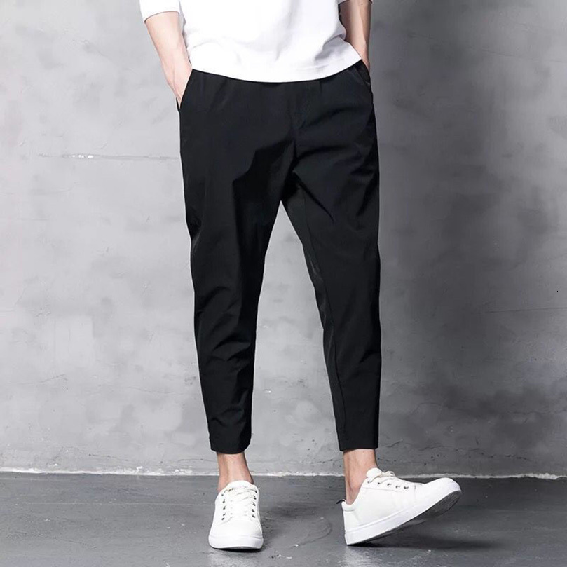 Men's Pants Korean Elastic Casual Pencil Ankle Length Spring Oversize Male Trousers Fashion Streetwear Black Khaki Green 230307Z