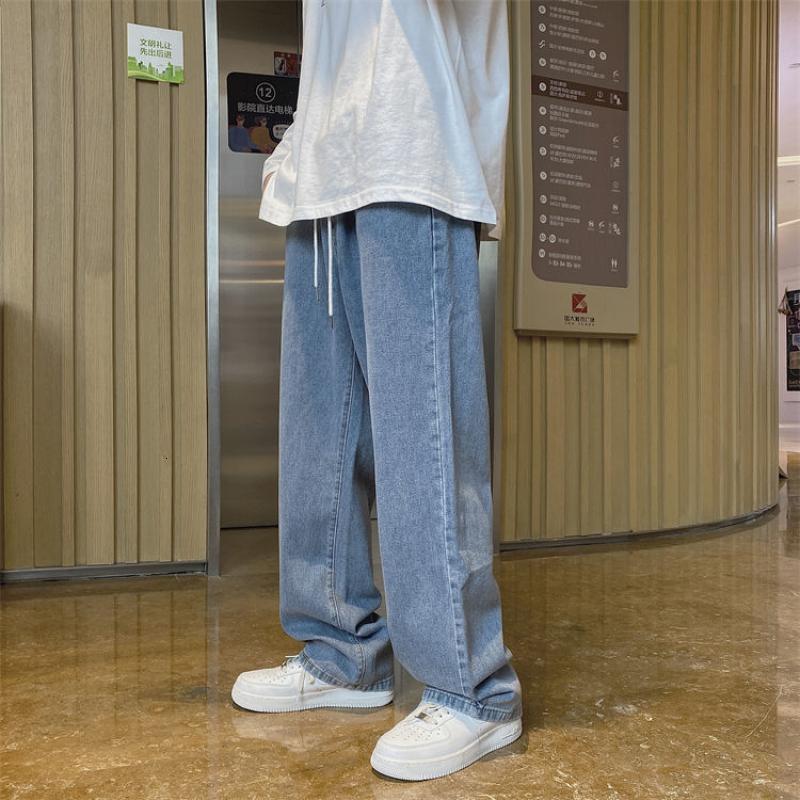 Men's Jeans Men's Jeans Straight Wide Leg Loose Pants Spring and Autumn Elasticated Waist Vintage Casual Trousers Bottoms Plus Size S-3XL 23