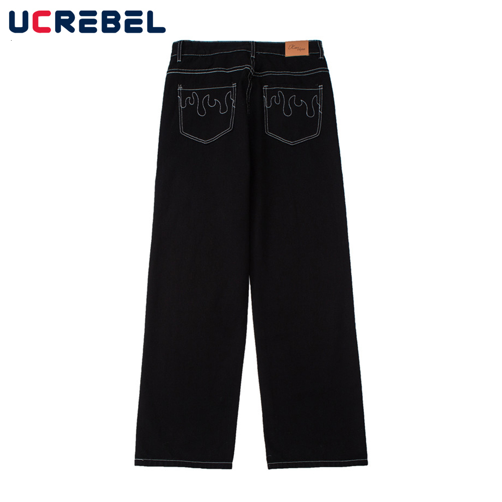 Men's Jeans Stitch Denim Pants Mens High Street Wide Leg Pants Streetwear Loose Jeans Casual Trousers Men 230308