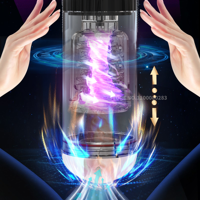 Masturbators Male Automatic Sucking Telescopic Rotating Masturbator Cup For Men Blowjob Sex Machine Real Vaginal Suction Pocket Toy Adult 18 230307
