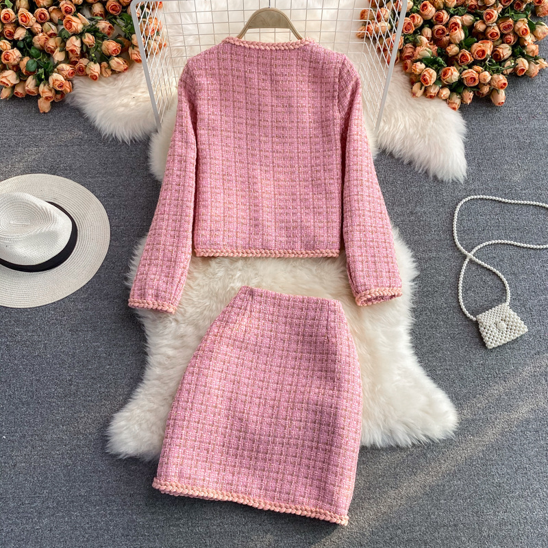 Two Piece Dress Fashion Suit Autumn Winter 2023 Short Jacket Female Twopiece Sets High Waist Hip Skirt Sexy Womens Clothing Casual Korean 230308