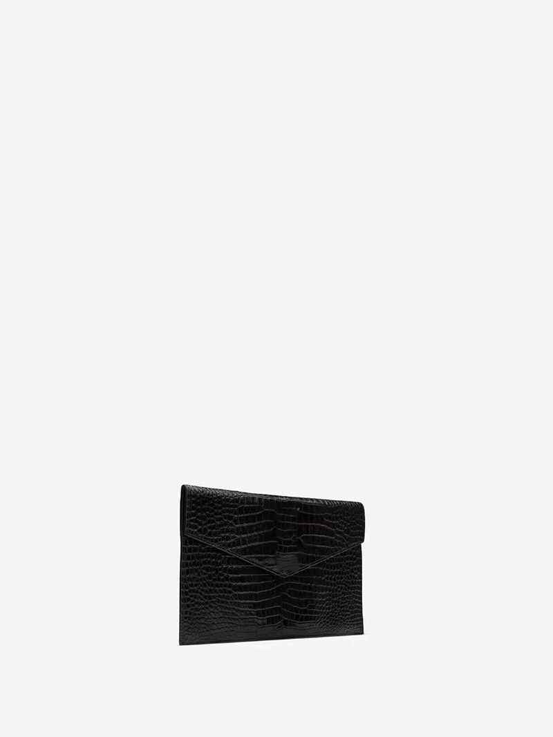 ladies up down grain embossed leather clutch bag
