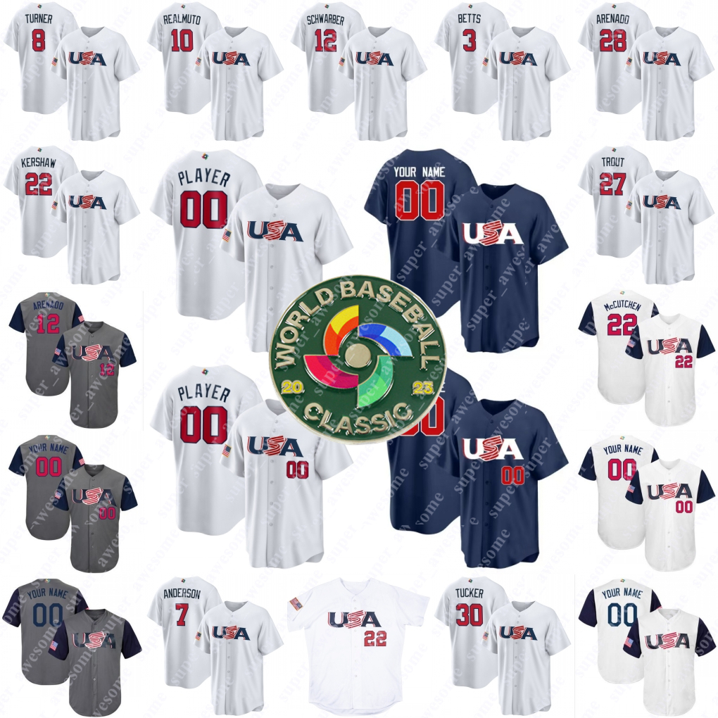 USA 2023 World Baseball Classic Baseball Jersey Tim Anderson Nestor Cortes Will Smith Kendall Graveman Kyle Tucker Kyle Schwarber Adam Wainwright Cedric Mullins, White 2017
USA 2023 World Baseball Classic Baseball Jersey Tim Anderson Nestor Cortes Will Smith Kendall Graveman Kyle Tucker Kyle Schwarber Adam Wainwright Cedric Mullins, White 2017