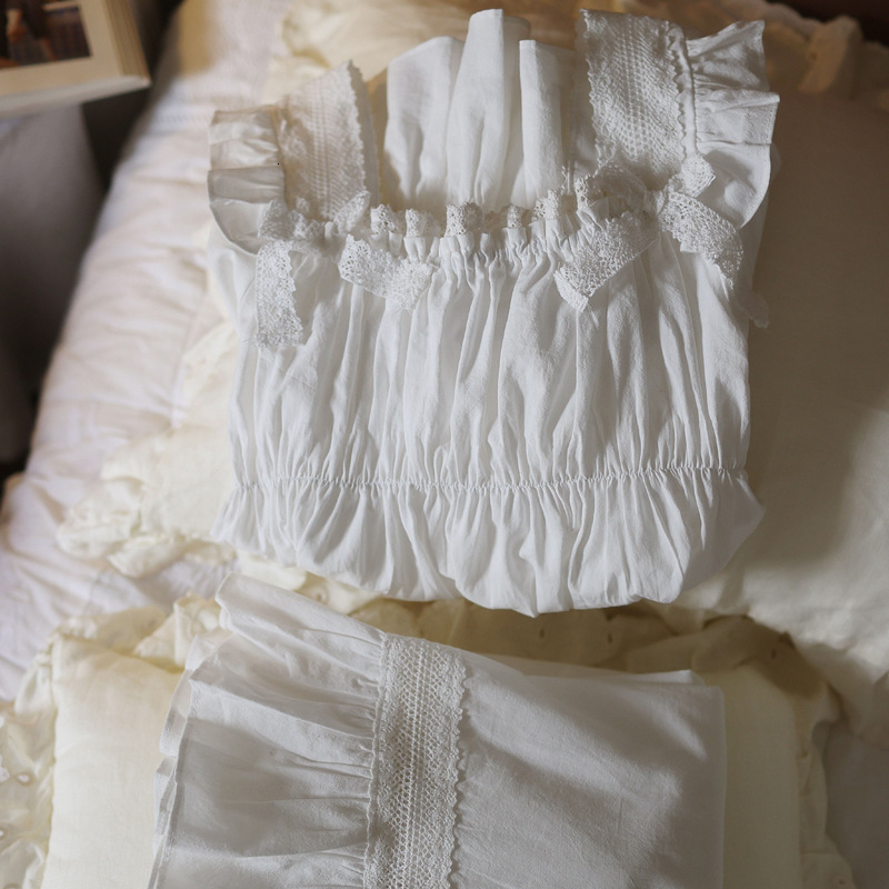 Women's Sleepwear Pure Cotton Vintage Pajamas Women Spring Autumn Sweet Lace Ruffles Sleep Tops Bottoms Long Pants Pajama Sets Princess Sleepwear