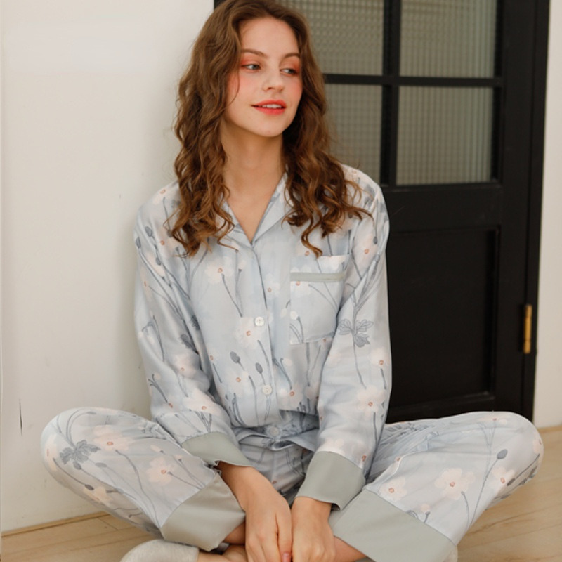 Women's Sleepwear Floral Printing Women Pijama Long-Sleeved Viscose Cotton Pajamas Trouser Sleepwear Suits Women's Homewear Women Pijama 230