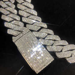 necklace moissanite chain 925 sterling Silver pendant Miami Cuban Chain Moissanite 18k Hip Hop Jewelry necklaces for men