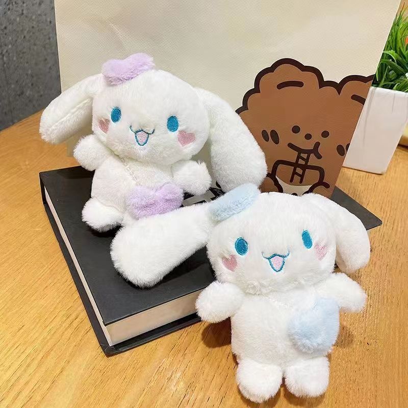 Fashion Cute Love Cinnamoroll Plush Pendant Jewelry Keychain Schoolbag Ornament key Ring Kids Gifts