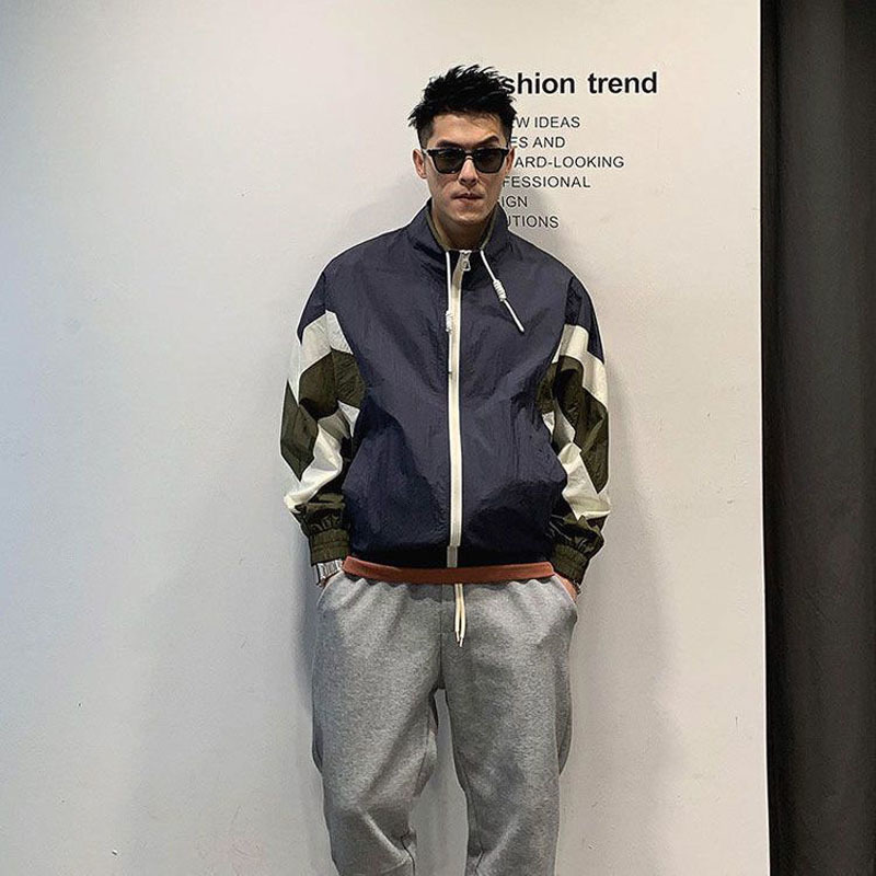 Men's Jackets Mens Spring Varsity Jackets Patchwork High Street Autumn Windbreaker Japanese Stand Collar College Streetwear Coat Couple 230309