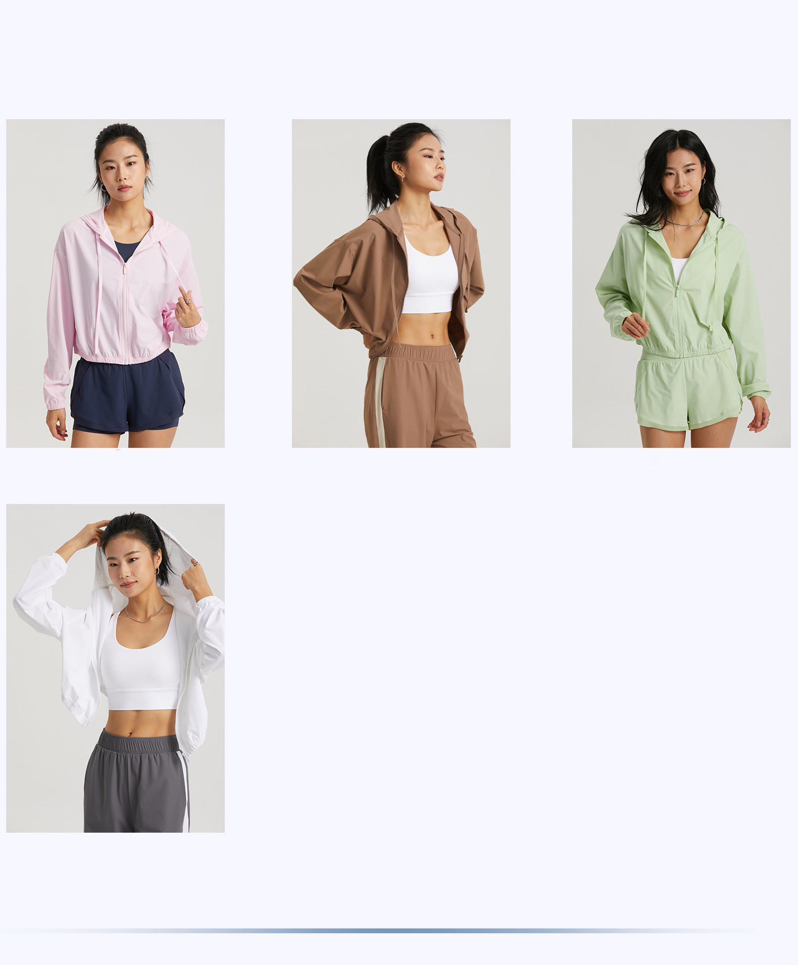 Summer New Yoga Outfit Hooded Sunscreen Non Slip Zipper Loose Fitness Clothing Adjustable Cap Rope Sports Top Women Jogging Outfit