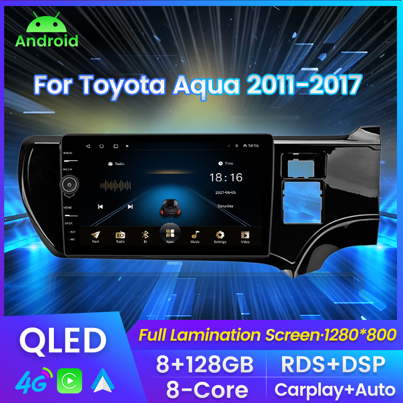 DSP RDS QLED Android11 CarPlay Car DVD Radio For Toyota Aqua 2011-2017 Multimedia Video Player GPS 2din Autoaudio