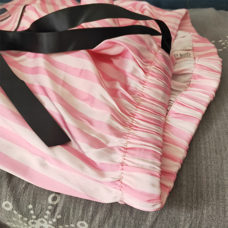 Women's Sleepwear Long Sleeve Pajamas for Women Striped Satin Silk Pajama Set Sleepwear Fashion Style Loungewear Ladies Lounge Wear Winter Clothe