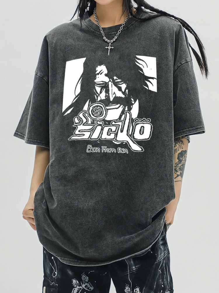 Men s T Shirts Japanese Anime Bleach T Shirt Men Washed Kurosaki Ichigo Graphic Tees Funny Harajuku Cartoon Zaraki Kenpachi T shirts Male 230308
