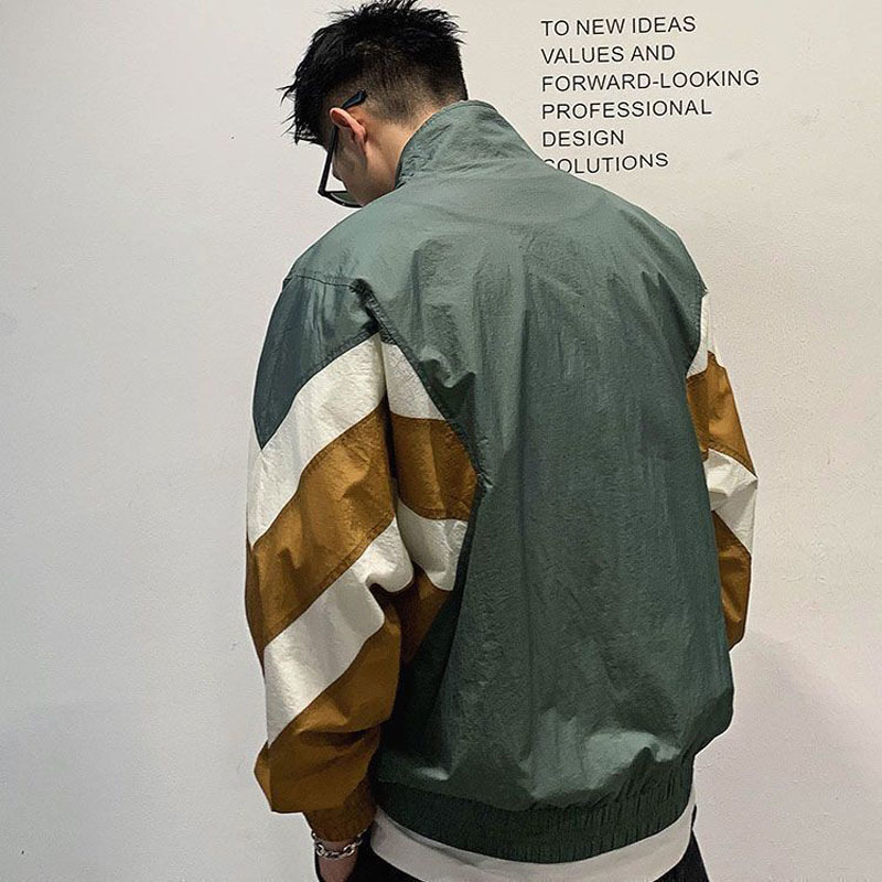 Men's Jackets Mens Spring Varsity Jackets Patchwork High Street Autumn Windbreaker Japanese Stand Collar College Streetwear Coat Couple 230309