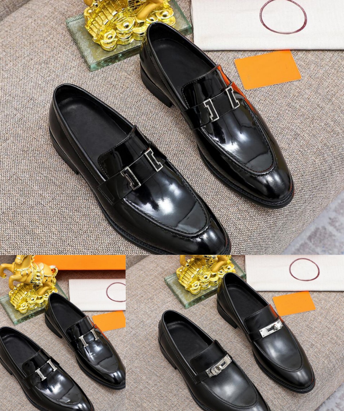 Luxurious Business leather shoes Men's H Kellys Strap Loafers Genuine Leather black Mens Casual Designer Dress Shoes Slip On Wedding Men Shoe
Luxurious Business leather shoes Men's H Kellys Strap Loafers Genuine Leather black Mens Casual Designer Dress Shoes Slip On Wedding Men Shoe