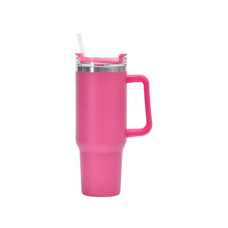 40oz Pink Tumblers Cup With Handle Insulated Stainless Steel Tumbler Lids Straw Car Travel Mugs Coffee Tumbler Termos Cups ready to ship Water Bottles
