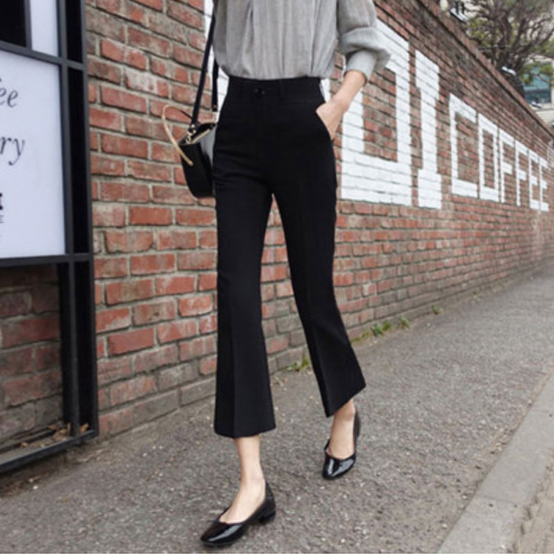Women's Pants Capris High Waist Slim Boot Cut Pant Women Spring Summer Black White Workwear Office Ladies Elegant Casual Korean Cropped Pants 230