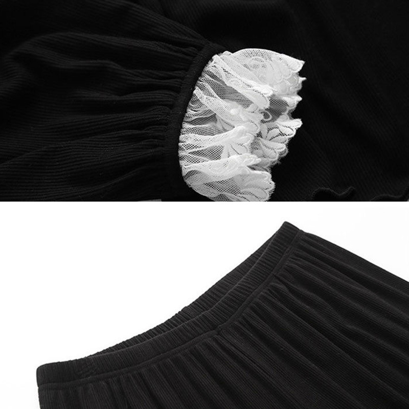 Women's Sleepwear Patchwork Sexy Long Sleeve Pajama Sets Women Spring Fall Casual V-neck Lace with Padded Female Casual Lounge Wear Sleepwear Sof