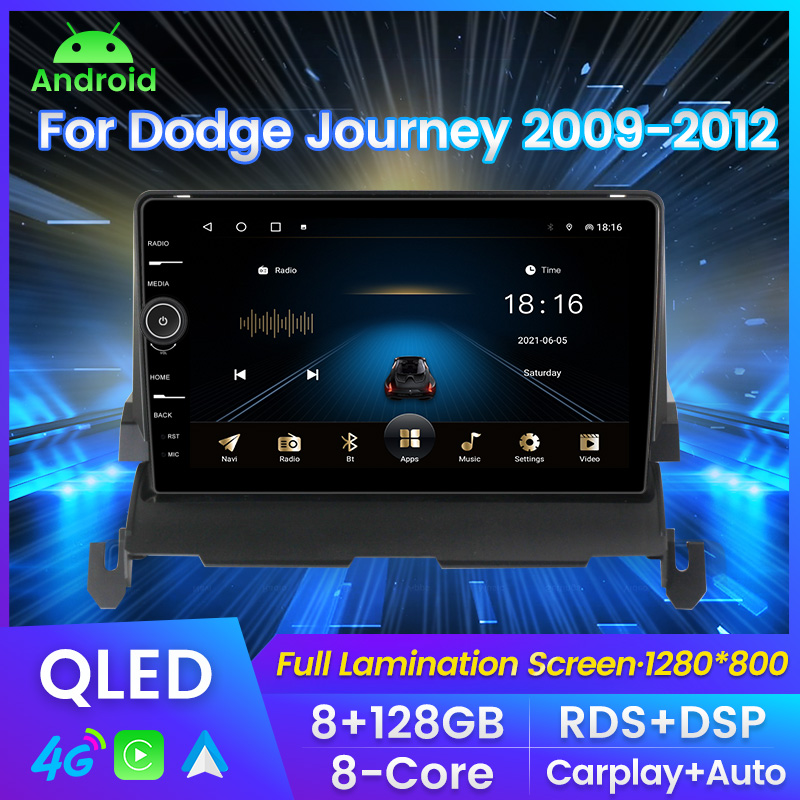 Voiture DVD QLED 8G 128G Android 11 pour Dodge Journey 2009-2012 Car radio Mutimedia Player GPS Navigation RDS Stéréo