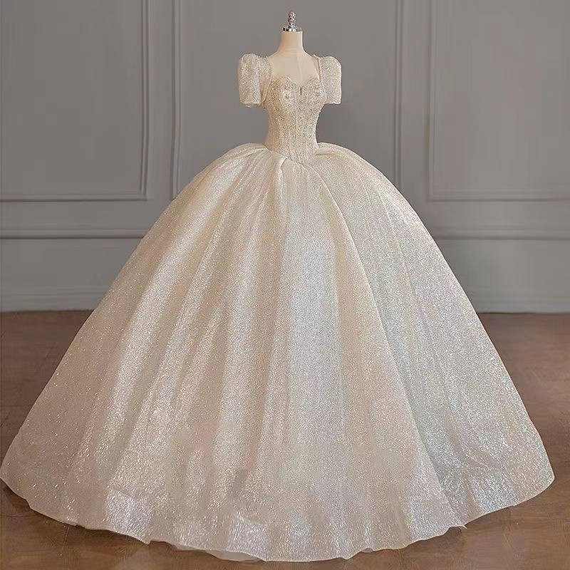 arabic dubai Plus Size Ball Dresses Sheer Neck Crystals Beads Sequin Floor Length Wedding Dress Bridal Gown vestidos 2023