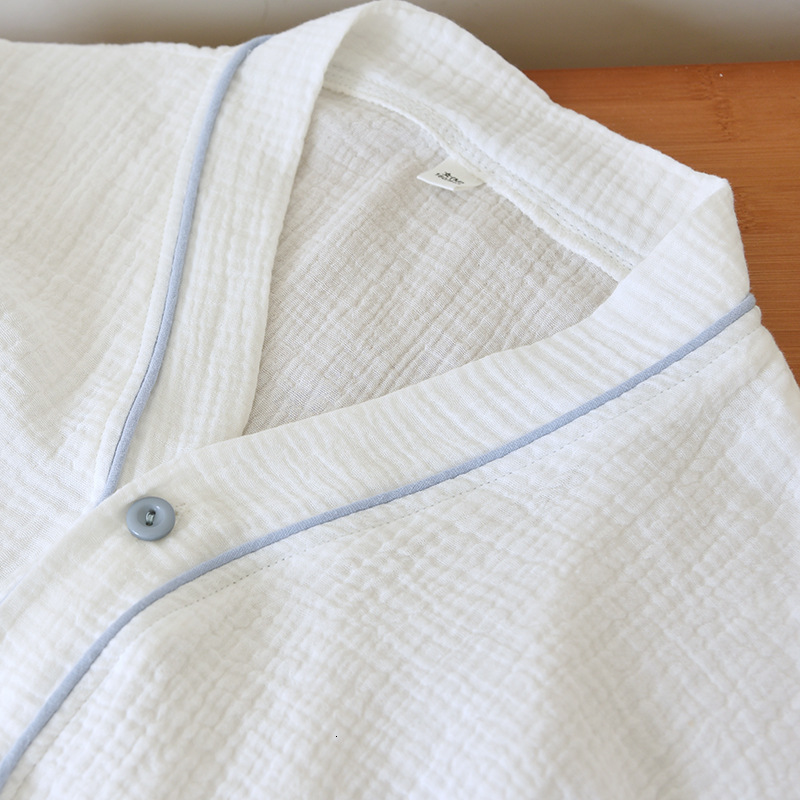 Women's Sleepwear Japanese spring and autumn ladies pajamas long-sleeved trousers two-piece set 100% cotton crepe loungewear V-neck thin suit 230